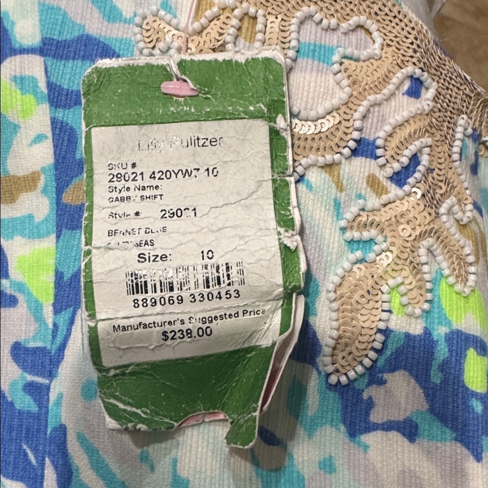 Lilly Pulitzer Blue Green Floral Shift Dress - Picture 3 of 4